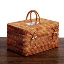 GobekUsa Handwoven Rattan Storage Box Tea Food Container with Handle