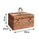 GobekUsa Handwoven Rattan Storage Box Tea Food Container with Handle