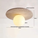 GobekUsa Ellipse Stone LED Ceiling Light Natural Travertine Lamp Plafon