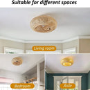 GobekUsa Bamboo Ceiling Fan with Rattan Cage Light & Remote Control