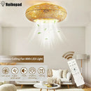 GobekUsa Bamboo Ceiling Fan with Rattan Cage Light & Remote Control