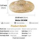 GobekUsa Bamboo Ceiling Fan with Rattan Cage Light & Remote Control