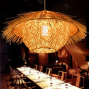 GobekUsa Chinese Rattan Pendant Lights Hand-woven Straw Hat Lampshade Ceiling Chandelier