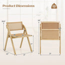 Foldable Dining Chairs Set of 2 with Woven Rattan Backrest by LJGDeals