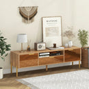 Mirrored TV Stand for TV up to 65 Inch with Spacious Tabletop and 2 Storage Cabinets-Natural by LJGDeals