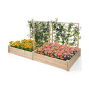 Raised Garden Bed with 2 Planter Boxes and 3 Trellis-Natural by LJGDeals