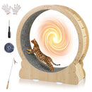 40 Inch Large Cat Exercise Wheel with Lockable Mechanism and Carpeted Runaway for Indoor Cats-Natural by LJGDeals