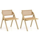 Foldable Dining Chairs Set of 2 with Woven Rattan Backrest by LJGDeals