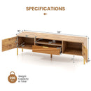 Mirrored TV Stand for TV up to 65 Inch with Spacious Tabletop and 2 Storage Cabinets-Natural by LJGDeals