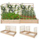 Raised Garden Bed with 2 Planter Boxes and 3 Trellis-Natural by LJGDeals