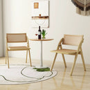 Foldable Dining Chairs Set of 2 with Woven Rattan Backrest by LJGDeals