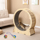 40 Inch Large Cat Exercise Wheel with Lockable Mechanism and Carpeted Runaway for Indoor Cats-Natural by LJGDeals
