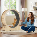40 Inch Large Cat Exercise Wheel with Lockable Mechanism and Carpeted Runaway for Indoor Cats-Natural by LJGDeals
