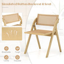 Foldable Dining Chairs Set of 2 with Woven Rattan Backrest by LJGDeals