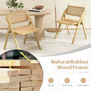 Foldable Dining Chairs Set of 2 with Woven Rattan Backrest by LJGDeals