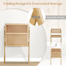 Foldable Dining Chairs Set of 2 with Woven Rattan Backrest by LJGDeals