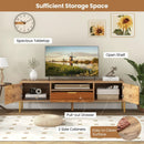 Mirrored TV Stand for TV up to 65 Inch with Spacious Tabletop and 2 Storage Cabinets-Natural by LJGDeals
