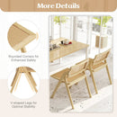 Foldable Dining Chairs Set of 2 with Woven Rattan Backrest by LJGDeals