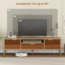 Mirrored TV Stand for TV up to 65 Inch with Spacious Tabletop and 2 Storage Cabinets-Natural by LJGDeals