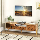 Mirrored TV Stand for TV up to 65 Inch with Spacious Tabletop and 2 Storage Cabinets-Natural by LJGDeals