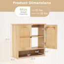 Bathroom Wall Cabinet with PE Rattan Doors and Adjustable Shelves-Natural by DirectDeals