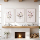 Floral Art Set of 3. Watercolor Wildflower Bouquet Prints by Wall Art Set