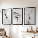Abstract Mountain 3 Piece Wall Art. Black White Minimalist by Wall Art Set