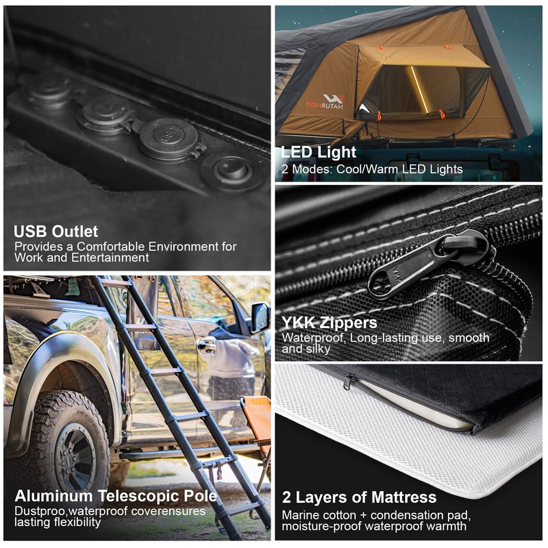 Naturnest Sirius 3 Premium 2XL 3-Person Clamshell Roof Top Tent (SAK62917)