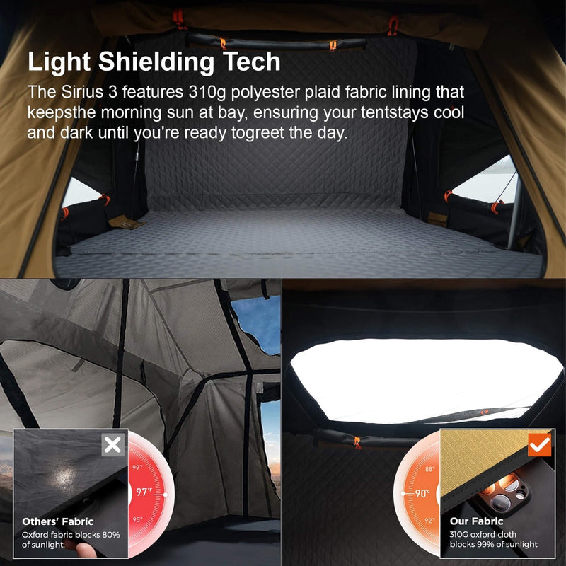 Naturnest Sirius 3 Premium 2XL 3-Person Clamshell Roof Top Tent (SAK62917)