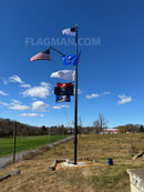 Nautical Aluminum Flagpole w/ Yardarm & Gaff by Flagman of America
