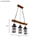 GobekUsa Nautical Clear Glass Cluster Pendant with Wood Design - Brown 2/3-Bulb Island Lighting