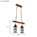 GobekUsa Nautical Clear Glass Cluster Pendant with Wood Design - Brown 2/3-Bulb Island Lighting