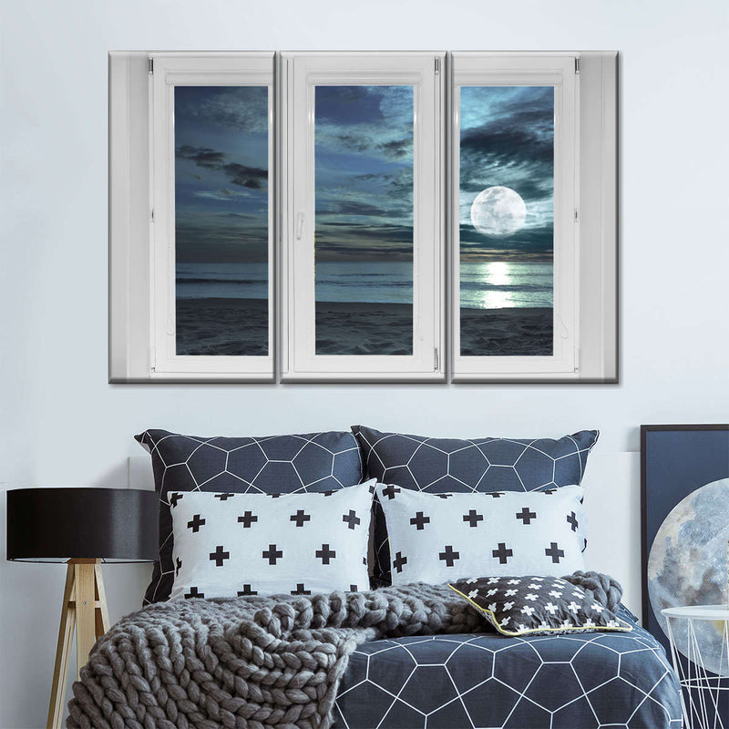 Window To Moonlit Beach Wall Art