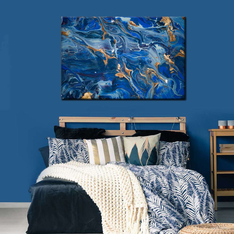 Navy And Gold Abstract Wall Art