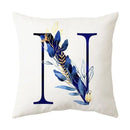 Navy and gold alphabet flower letter pillowcase for bedroom decor by Decorbites