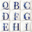 Navy and gold alphabet flower letter pillowcase for bedroom decor by Decorbites