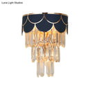 GobekUsa Contemporary Black Tiered Crystal Wall Sconce with 3 Heads - Stylish Living Room Lighting Idea