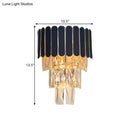GobekUsa Contemporary Black Tiered Crystal Wall Sconce with 3 Heads - Stylish Living Room Lighting Idea