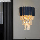 GobekUsa Contemporary Black Tiered Crystal Wall Sconce with 3 Heads - Stylish Living Room Lighting Idea