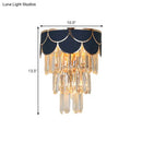 GobekUsa Contemporary Black Tiered Crystal Wall Sconce with 3 Heads - Stylish Living Room Lighting Idea