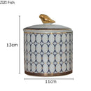 GobekUsa Gold Plated Ceramic Storage Jar with Candle Cup Cosmetic Containers Desk Decoration