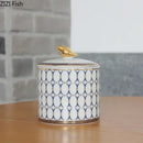 GobekUsa Gold Plated Ceramic Storage Jar with Candle Cup Cosmetic Containers Desk Decoration