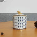 GobekUsa Gold Plated Ceramic Storage Jar with Candle Cup Cosmetic Containers Desk Decoration