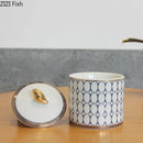 GobekUsa Gold Plated Ceramic Storage Jar with Candle Cup Cosmetic Containers Desk Decoration