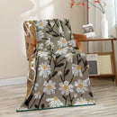 Navy blue gold hibiscus cat bath towel bathroom cotton gauze by Decorbites