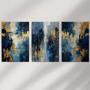 Elegant Navy and Gold Art Set of 3. Contemporary Abstract Prints by Wall Art Set