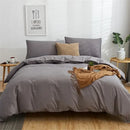 GobekUsa Cotton 4pcs Bedding Set Double Queen Solid Color Duvet Cover Flat Bed Sheet