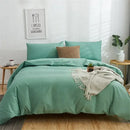 GobekUsa Cotton 4pcs Bedding Set Double Queen Solid Color Duvet Cover Flat Bed Sheet