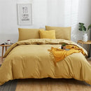 GobekUsa Cotton 4pcs Bedding Set Double Queen Solid Color Duvet Cover Flat Bed Sheet