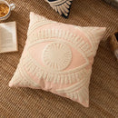Navy & cream embroidered cotton pillow cover living room tufted decor by Decorbites